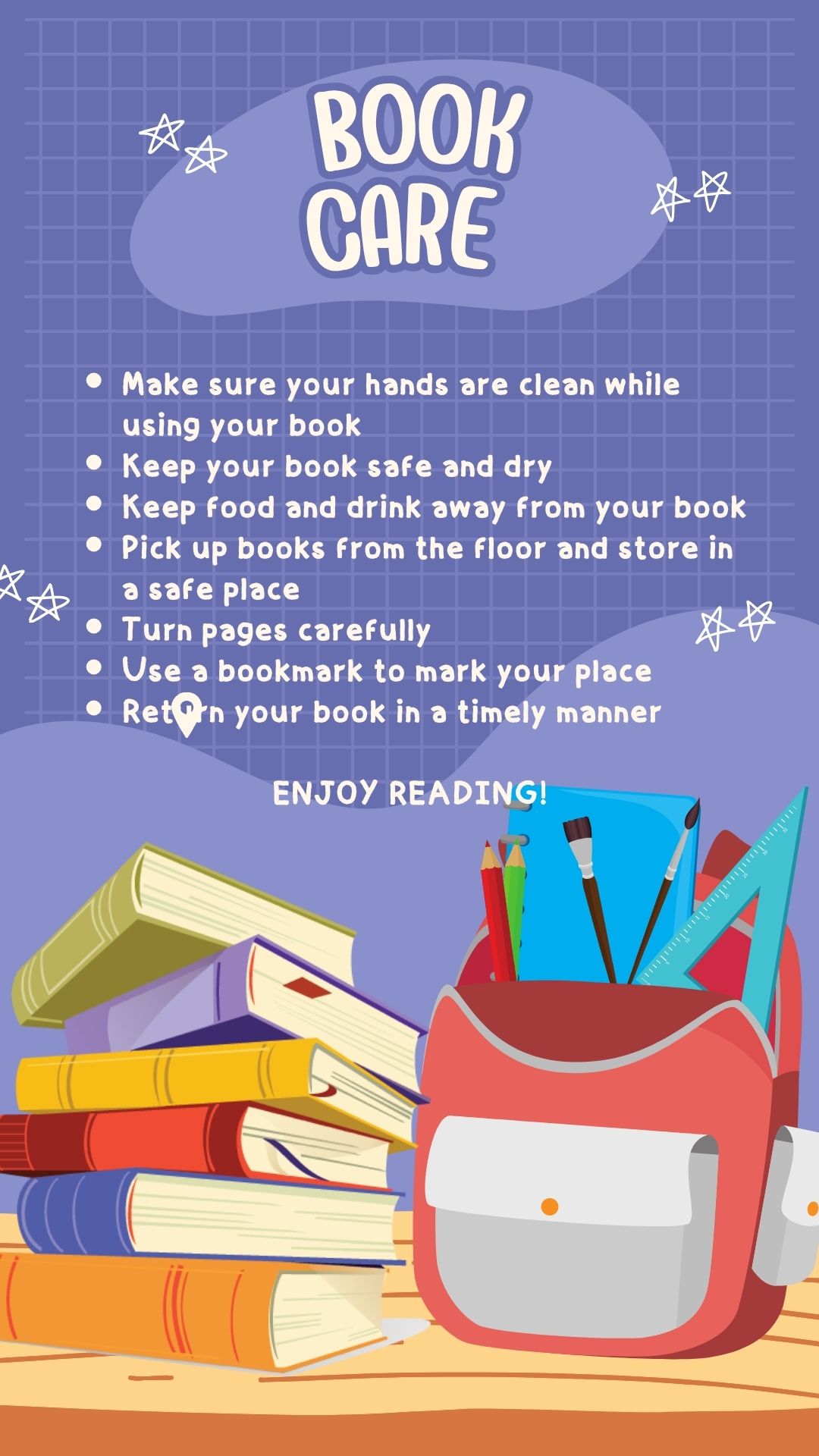 How to take care of library books infographic
